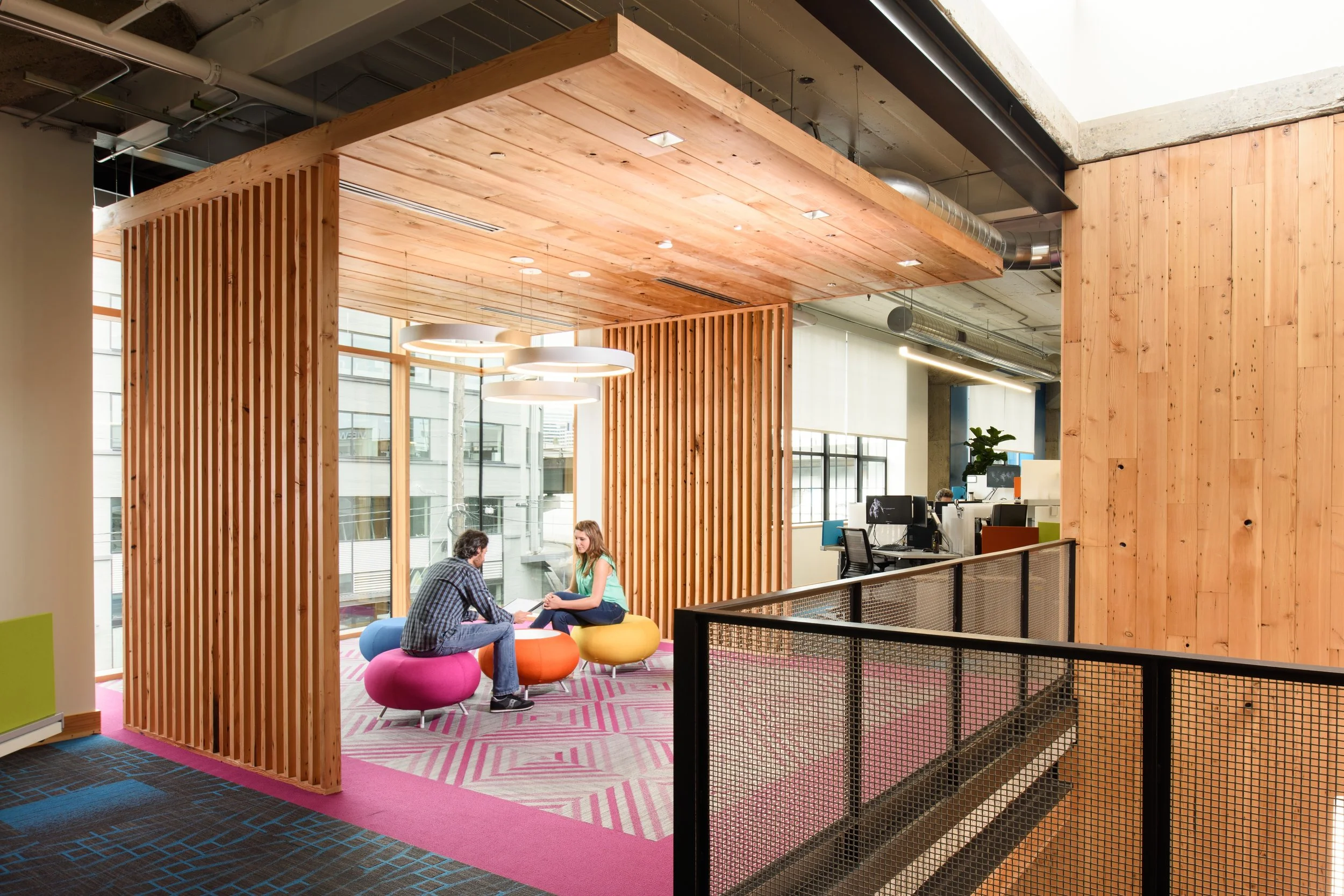 Mass Timber Office Space with common area and large windows
