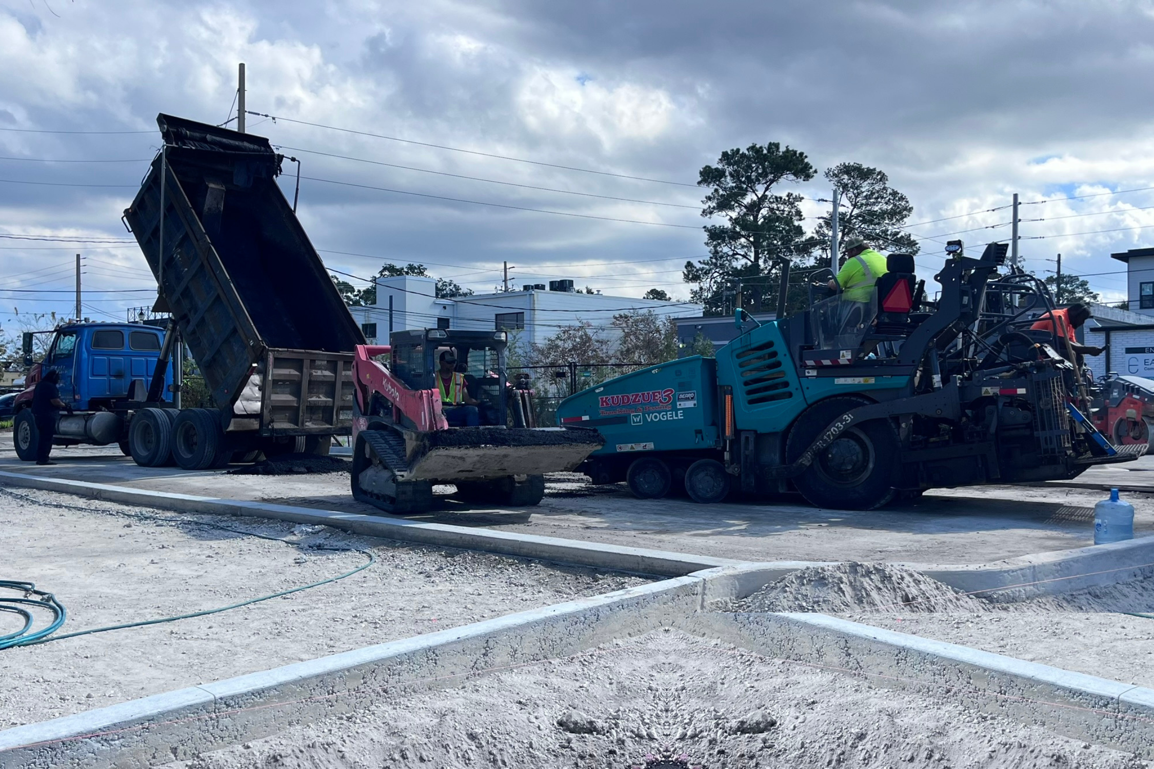 ECC parking lot in mid construction  with ADA curb installed